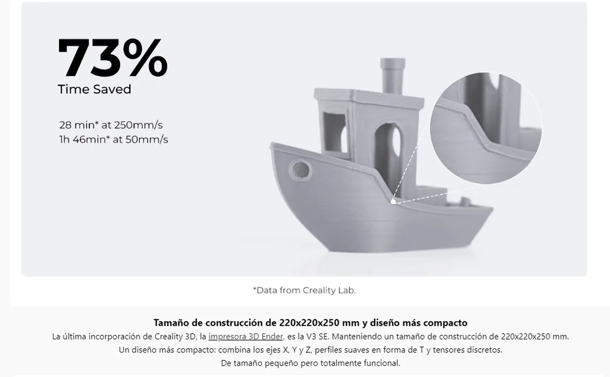 Características impresora creality 3d ender 3 v3 SE
