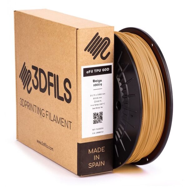 TPU 60D Marrón Beige eFil 1.75mm - Imagen 2