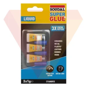 Adhesivo de Cianoacrilato Soudal Super Glue Líquido 3x1g